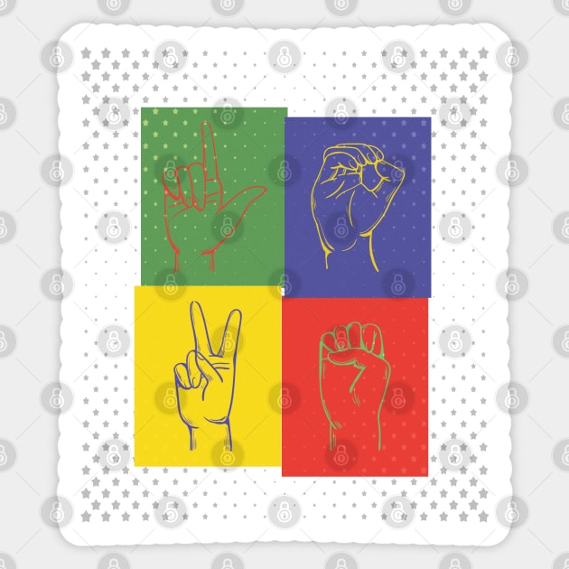 Deaf Culture, Love pop art, colorful and fun for ASL and Deaf Community, American sign language Sticker by laverdeden